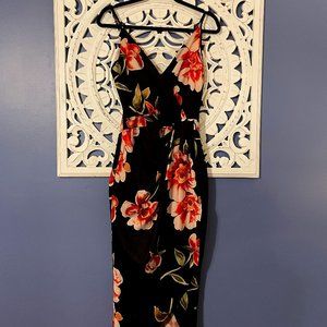 NoName Faux Floral Wrap dress